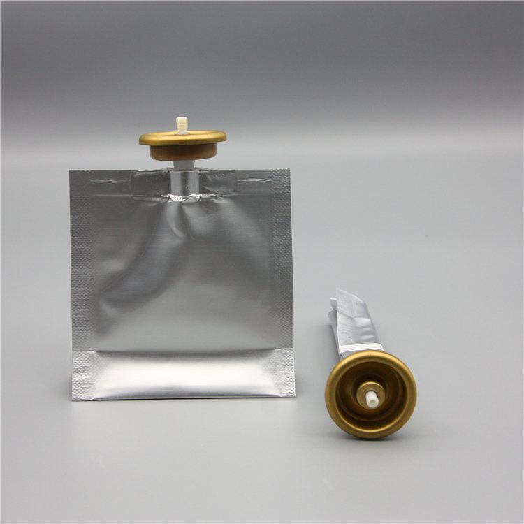 50 ml bag on valve for cosmetics with aluminium cup golden type 2