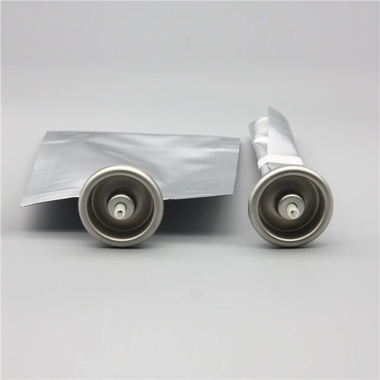 50 ml bag on valve for cosmetics with aluminium cup white type 1